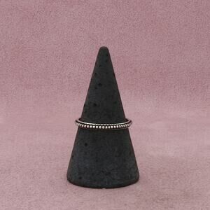 sterling silver dainty beaded stack band ring size 8